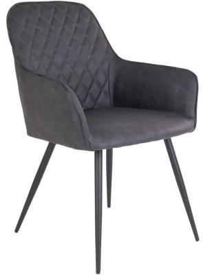 Set Of 2 Harbo Grey Faux Leather Dining Chair With Black Legs