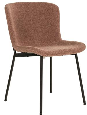 Set Of 2 Hymera Rust Boucle Fabric Dining Chair With Black Legs