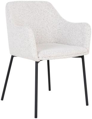 Set Of 2 Melilla White Fabric Boucle Dining Chair With Black Legs