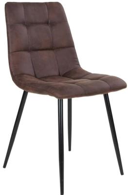 Set Of 2 Timmonsville Dark Brown Fabric Dining Chair With Black Metal Legs