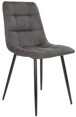 Set Of 2 Timmonsville Dark Grey Fabric Dining Chair With Black Metal Legs