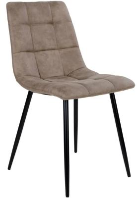 Set Of 2 Timmonsville Light Brown Fabric Dining Chair With Black Metal Legs