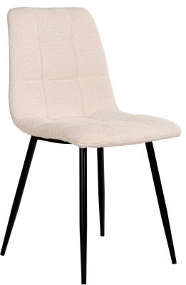 Set Of 2 Timmonsville White Boucle Dining Chair With Black Metal Legs