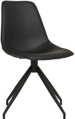 Set Of 2 Monaco Black Faux Leather Swivel Dining Chair