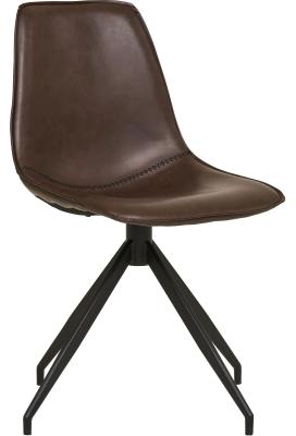 Set Of 2 Monaco Dark Brown Faux Leather Swivel Dining Chair With Black Legs