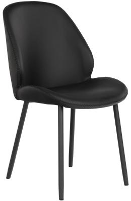 Set Of 2 Monte Carlo Black Faux Leather Dining Chair