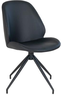 Set Of 2 Monte Carlo Black Faux Leather Swivel Dining Chair