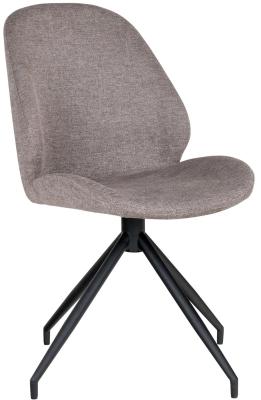 Set Of 2 Monte Carlo Stone Fabric Swivel Dining Chair With Black Legs