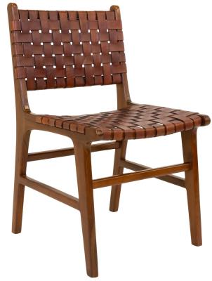 Set Of 2 Perugia Brown Leather Dining Chair