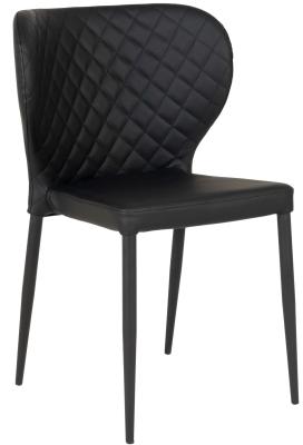 Set Of 2 Nicut Black Faux Leather Dining Chair