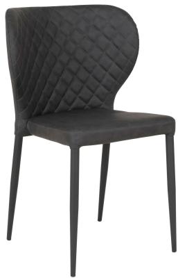 Set Of 2 Nicut Dark Grey Faux Leather Dining Chair With Black Legs