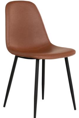 Set Of 2 Saronville Vintage Brown Faux Leather Dining Chair With Black Legs