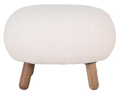 Savona White Artificial Lambskin Fabric Footstool