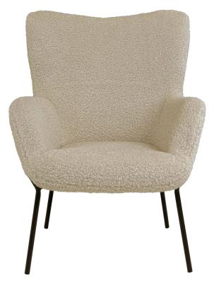 Glasgow Beige Artificial Lambskin Fabric Armchair