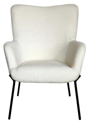 Glasgow White Boucle Fabric Armchair