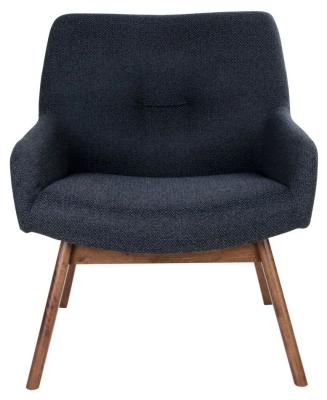 Product photograph of Halltown Dark Blue Fabric Lounge Chair With Walnut Legs from Choice Furniture Superstore
