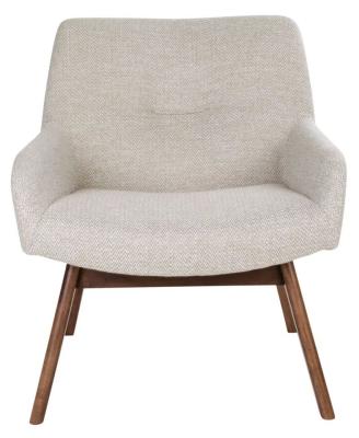Product photograph of Halltown Sand Fabric Lounge Chair With Walnut Legs from Choice Furniture Superstore