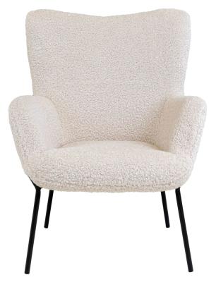 Glasgow White Artificial Lambskin Fabric Armchair