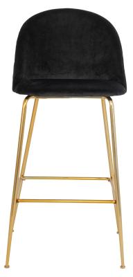 Set Of 2 Lausanne Black Velvet Fabric Barstool With Gold Legs