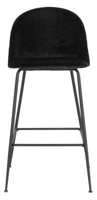 Set Of 2 Lausanne Black Velvet Fabric Barstool