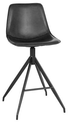 Set Of 2 Monaco Black Faux Leather Barstool