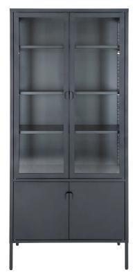 Brisbane Glass And Black Metal 4 Door Display Cabinet