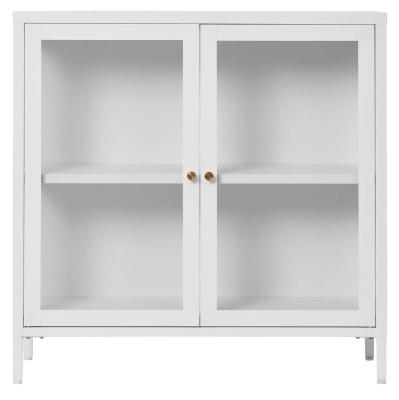 Product photograph of Yukon Glass And White Metal 2 Door Cabinet from Choice Furniture Superstore