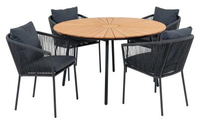 Cleveland Natural Outdoor Garden Dining Set And 4 Salerno Chairs