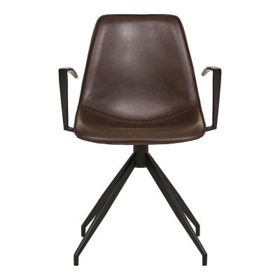 2 X Monaco Brown Faux Leather Swivel Dining Chair