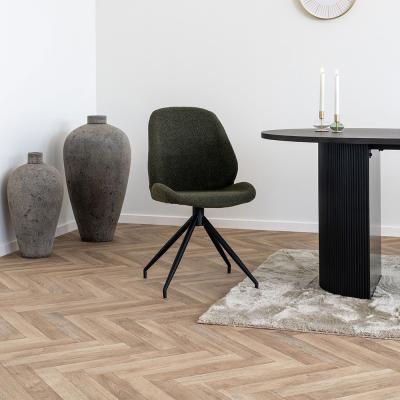 2 X Monte Carlo Green Fabric Swivel Dining Chair