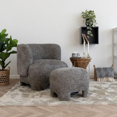 Nazare Grey Fabric Lounge Chair With Footstool