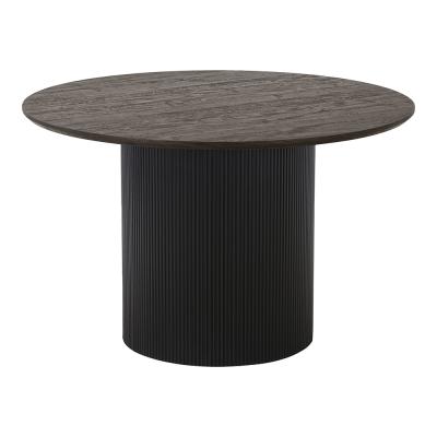 Boavista Dark Wood 4 Seater Fluted Round Pedestal Dining Table 120cm