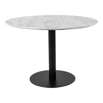 Bolzano White Marble Effect 4 Seater Black Pedestal Round Dining Table 110cm