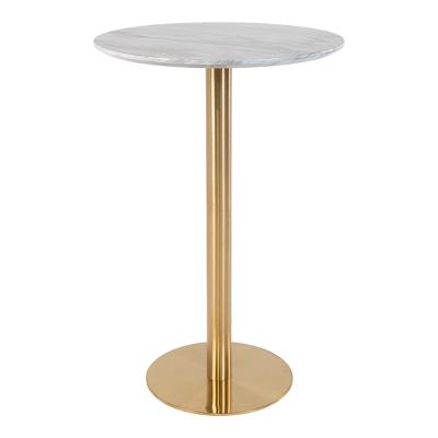 Bolzano White Marble Effect Round Bar Table With Gold Base