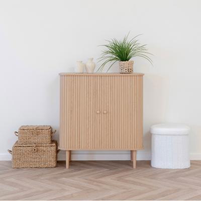 Nikko Pine Wood Fluted Curved 2 Door Small Sideboard 80cm
