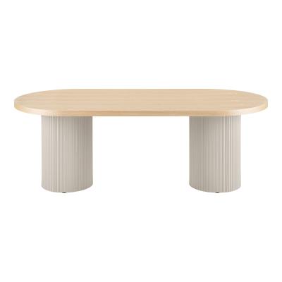 Solva Natural Wood 8 Seater Oval Double Pedestal Dining Table 220cm