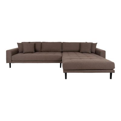 Lido Brown Fabric Lounge Sofa With Black Legs Rhf