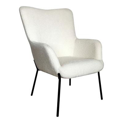 Glasgow White Boucle Fabric Accent Armchair