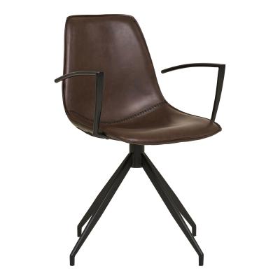 2 X Monaco Brown Faux Leather Swivel Dining Armchair