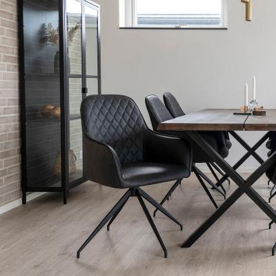 2 X Harbo Dark Grey Faux Leather Swivel Dining Chair