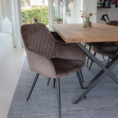 2 X Harbo Light Brown Velvet Fabric Dining Chair