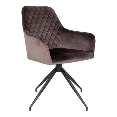 2 X Harbo Light Brown Velvet Fabric Swivel Dining Chair