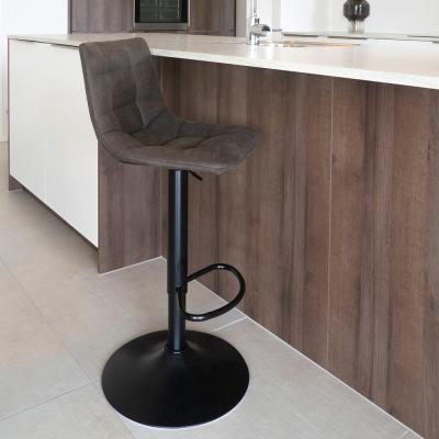 2 X Middelfart Dark Grey Fabric Adjustable Barstool With Back