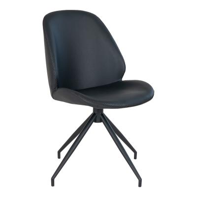 2 X Monte Carlo Black Faux Leather Swivel Dining Chair