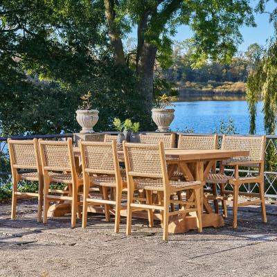 Volos Natural Teak Wood 10 Seater Garden Dining Table 240cm