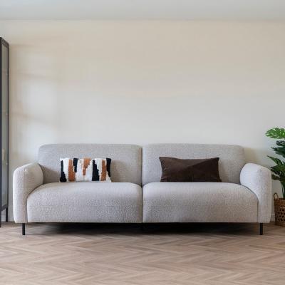 Salvador Light Grey Boucle Fabric 3 Seater Sofa