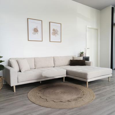 Lido Sand Fabric Lounge Sofa With Natural Legs Rhf