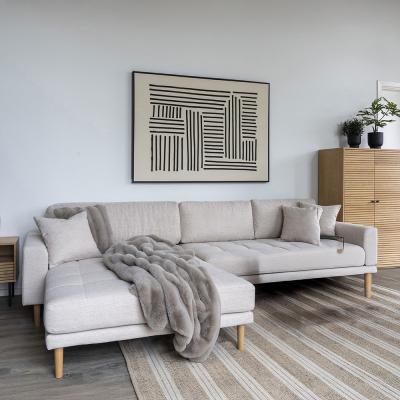 Lido Sand Fabric Lounge Sofa With Natural Legs Lhf