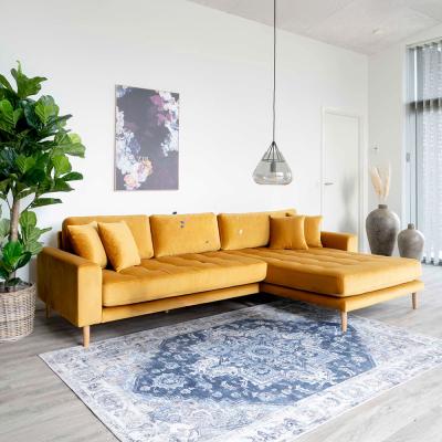 Lido Mustard Fabric Lounge Sofa With Natural Legs Rhf