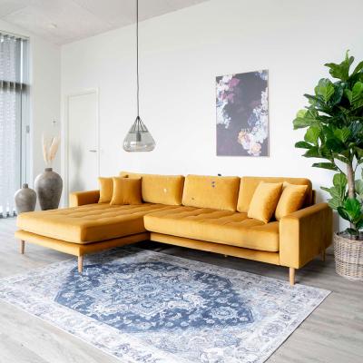 Lido Mustard Fabric Lounge Sofa With Natural Legs Lhf